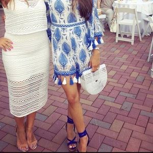 Blue and white romper